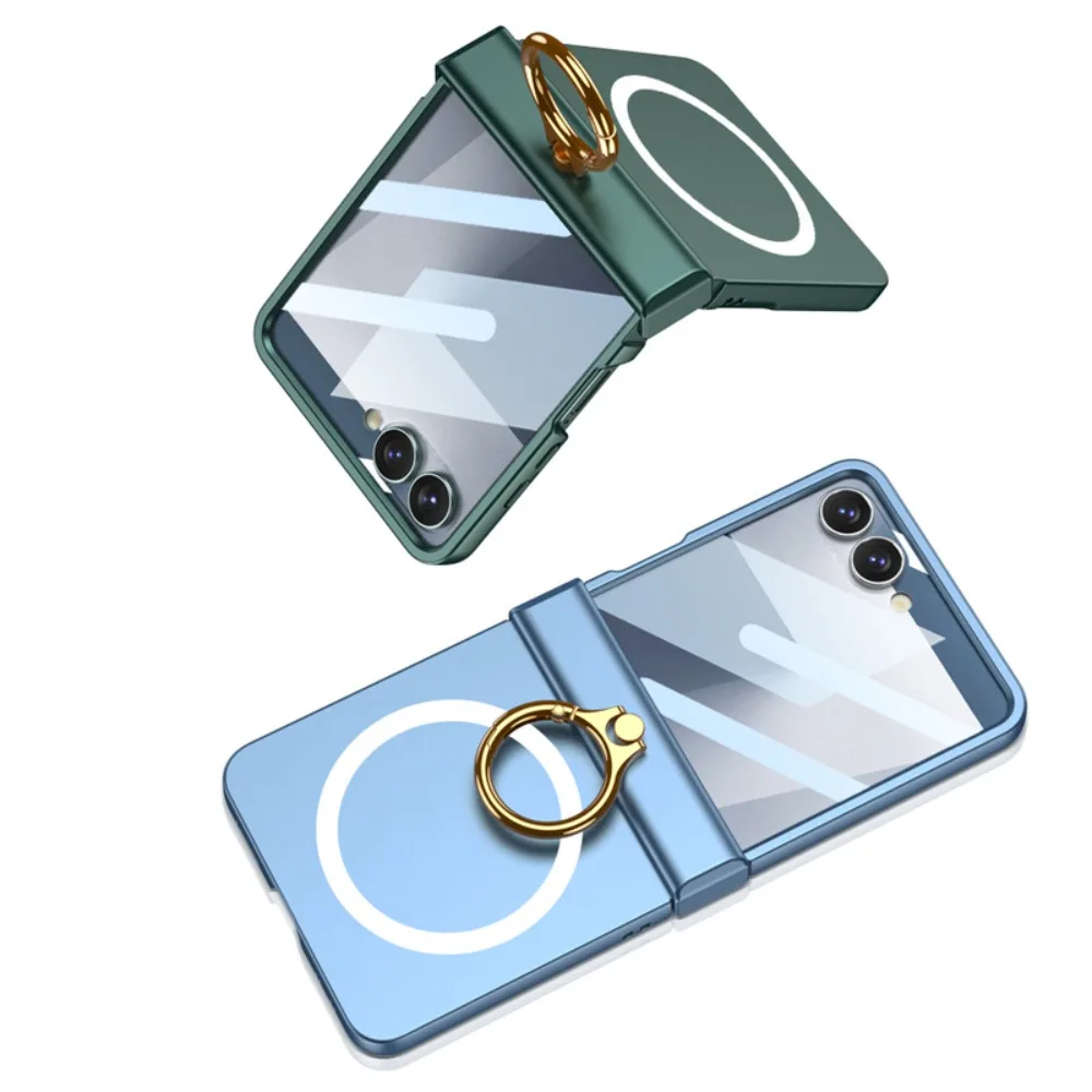 Magnetic Phone Case with Front Screen Protector, Ring Kickstand, and Hinge Protection
