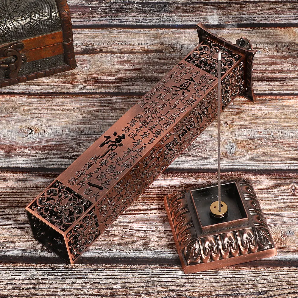 Retro Column Vertical Incense Burner Zen Buddha Heart Sutra Dragon Phoenix Vintage Pillar Incense Stick Holder Traditional Decor - Image 6