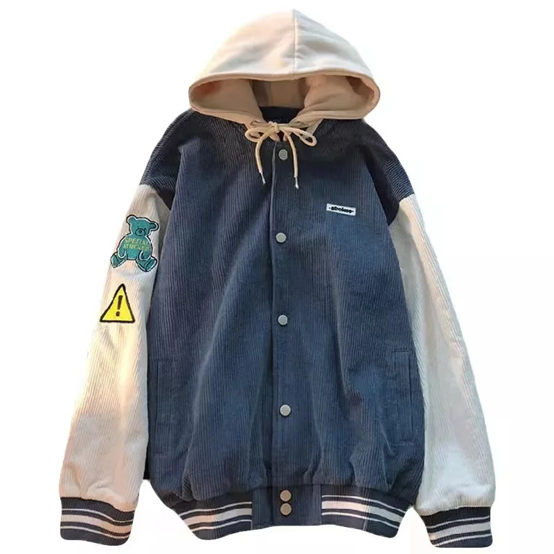 

New College Style Corduroy Embroidery Thickened Baseball Uniform For Men Women Couples American Retro Street Trend Loose Jacket