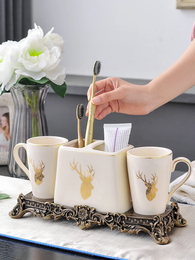 

Украшение для ванной комнаты в европейском стиле, набор из 5 предметов с основанием для ремня, держатель для мыла, чашка для ополаскивания полости рта, предметы мебели для дома