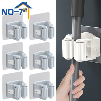 Supporto per scopa Supporto per scopa autoadesivo Supporto per scopa a parete Supporto per scopa Spazzola per spazzare Gancio Organizzatore di stoccaggio Accessori per la cucina del bagno 1