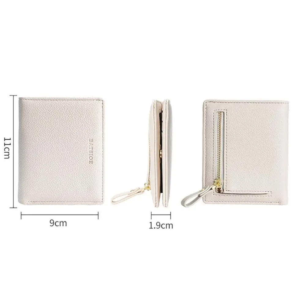 PU Leather Short Wallet For Women's Fashion Solid Color Large Capacity Lady Handbag Foldable Thin Card Holder Coin Purses 6