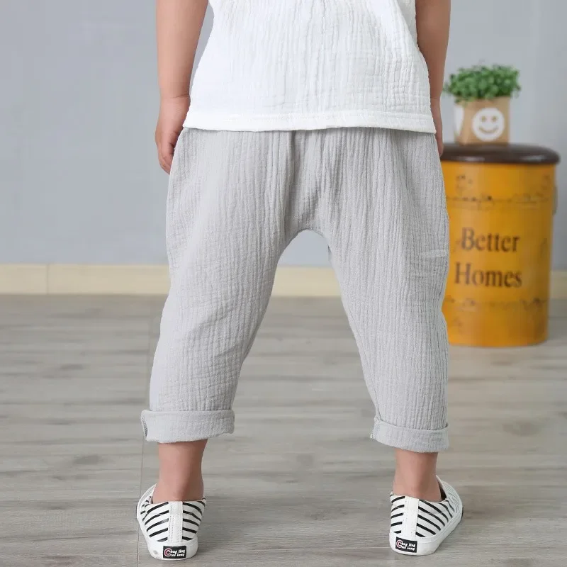 Kids' Summer Linen Pleated Harem Pants 2
