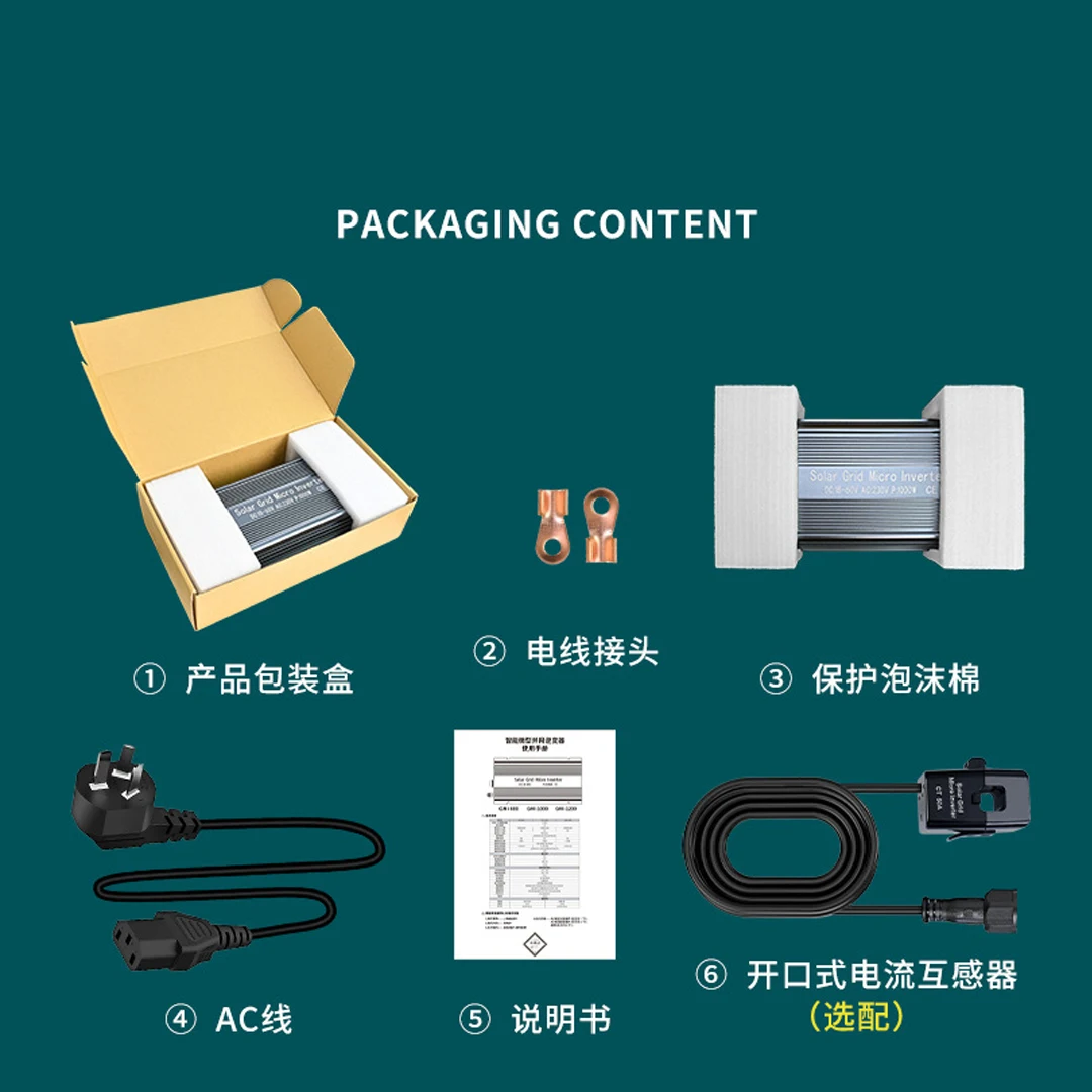 1000W 역류 방지 CT 그리드 연결형 인버터 18-60V 광전압 배터리 태양광 패널 범용 지원 맞춤 제작