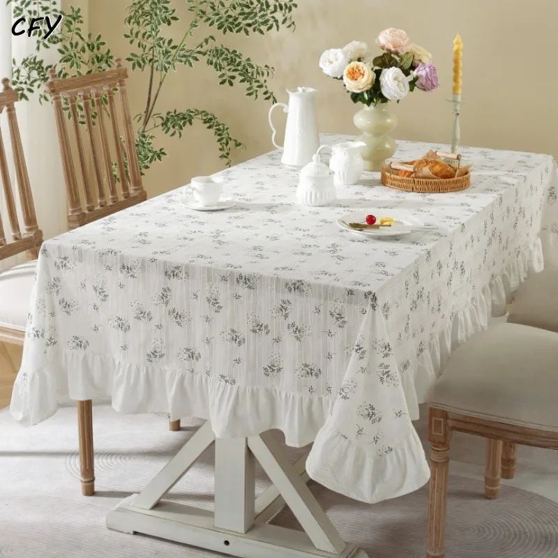 

Korean Cotton with Ruffled Edges Tablecloth Rectangular Table Cloth Kitchen Table Map Towel Tablecloth Christmas Decoration