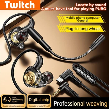 Auricolari Cablati 3.5mm/Type-C, Cuffie da Gaming E-sports, Stereo HiFi 360 °   Auricolari con Suono Surround e Microfono per iPhone 15 16 17 Samsung