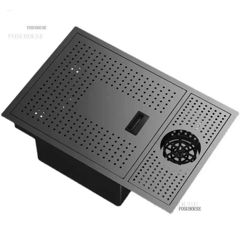 Black Nano 60x40cm Hidden Cup Washer Kitchen Sink Bar Counter Handmade Basin Single-slot Household Vegetable Wash Basin