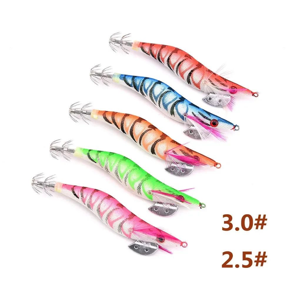 

1Pcs Luminous Squid Jig Fishing Wood Shrimp Lure Cuttlefish Jigs Lures Spinnerbait Bait