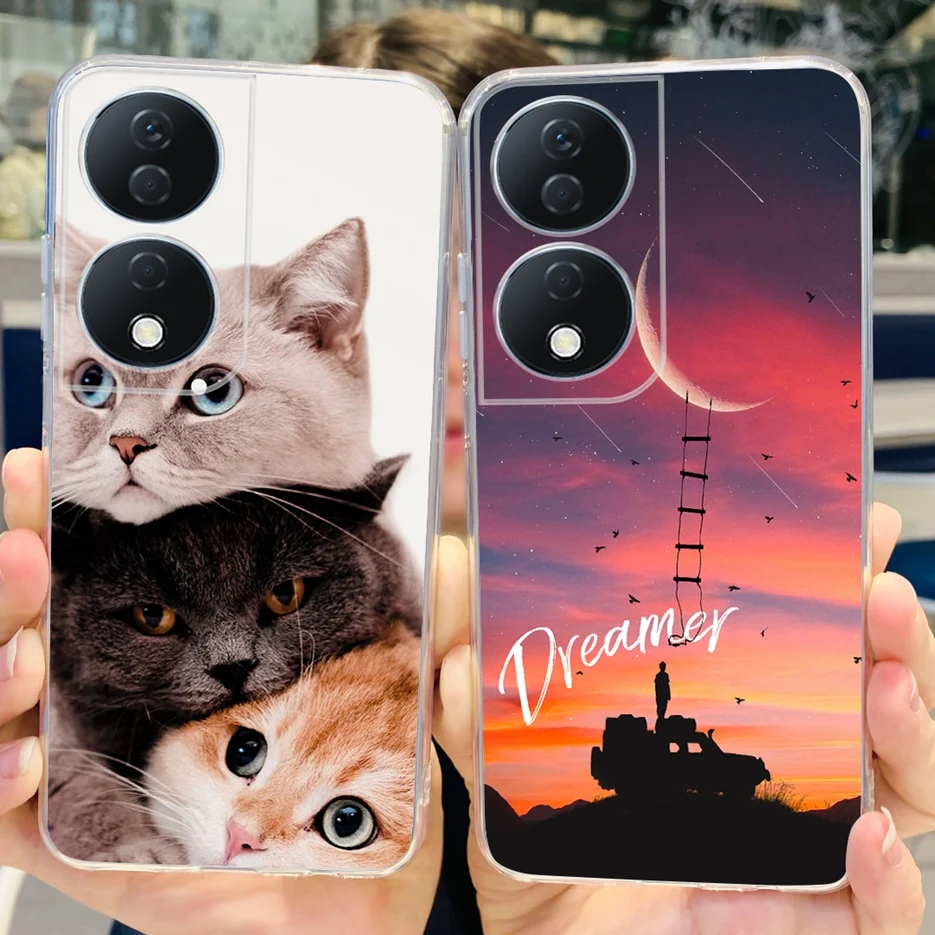 Cute Cat & Butterfly Painted Soft Silicone Phone Case -