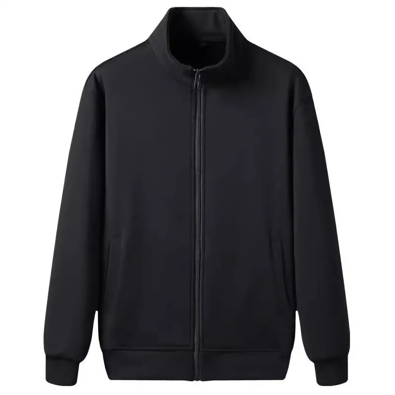 New 2025 American Sle Casual Hoodie Men's Spring Autumn Outdoor Loose Sports No Hat Top Zipper Closure Long Sve Pure Color