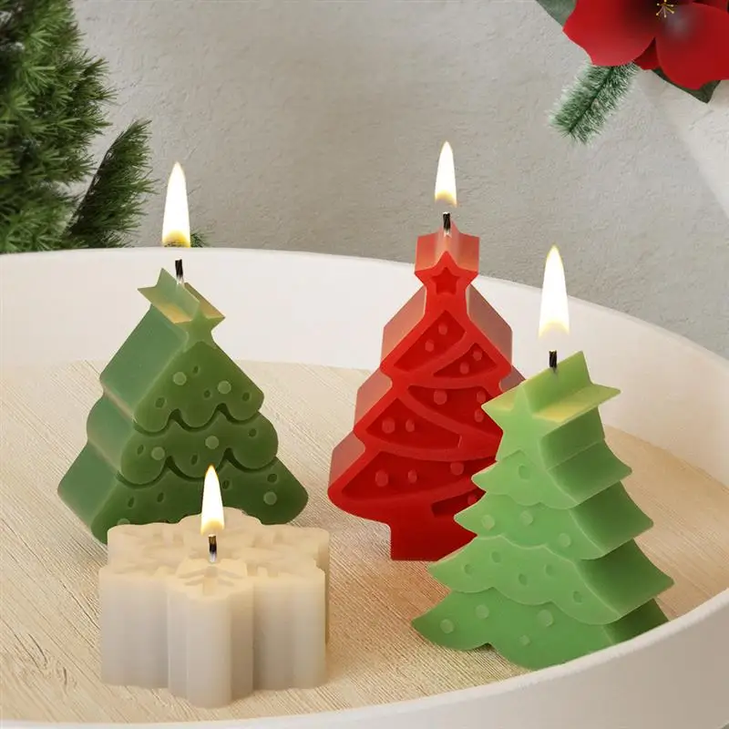 Golgner 3 stampi per albero di Natale 3D per candele, pupazzo di neve