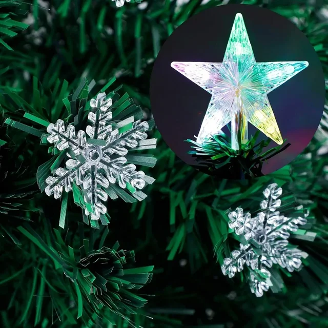 7 ft Pre-Lit Optical Fiber Christmas Artificial Tree, with LED RGB Color , Festive Fake Multicolor Xmas Tree 4