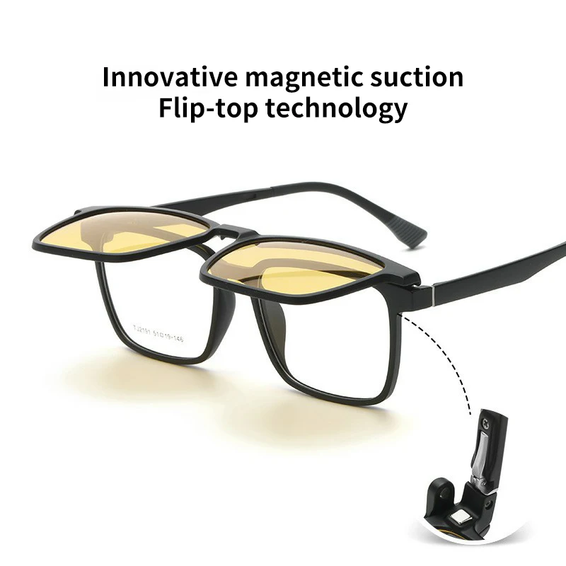 VICKY Flip-up Magnetic Clip-on Prescription Glasses Men Women TR90 Polarised Myopia Sunglasses Night Vision Reading Glasses 2191