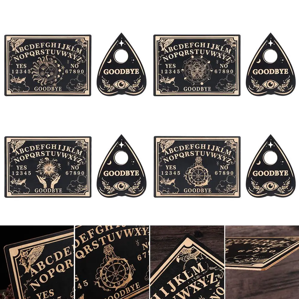 Pendulum Wall Art Home Decor Wall Sign Black Wooden Spirit Board Pendulum Dowsing Divination Board Set Wooden Carven