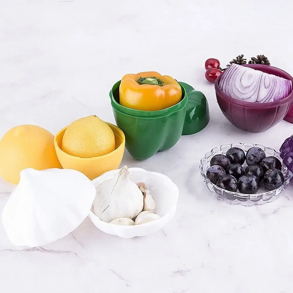 Kitchen Storage Box Food Storage Container Food Storage Box Storage Box Creative Plastic Garlic Keeper White Fresh-Keeping Vegetable Fruit Containers Sealed Reusable Garlic Saver Container Lemon