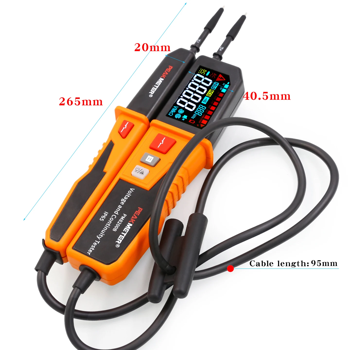 PM8200B RCD 테스트 및 극성 감지 기능을 갖춘 방수 및 방진 지능형 AC/DC 전압 측정기