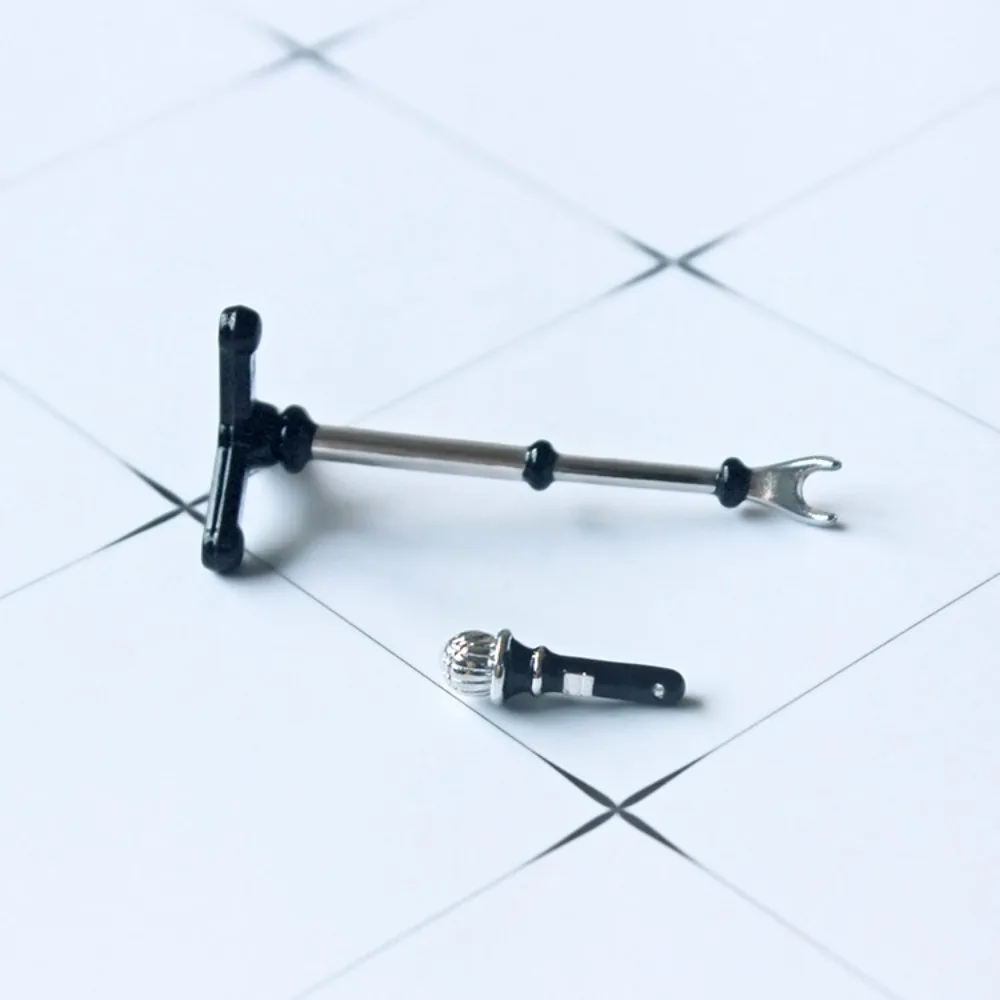 Supporto per Microfono in Miniatura, Modello in Lega Scala 1:12, Accessori per Casa delle Bambole - immagine 2