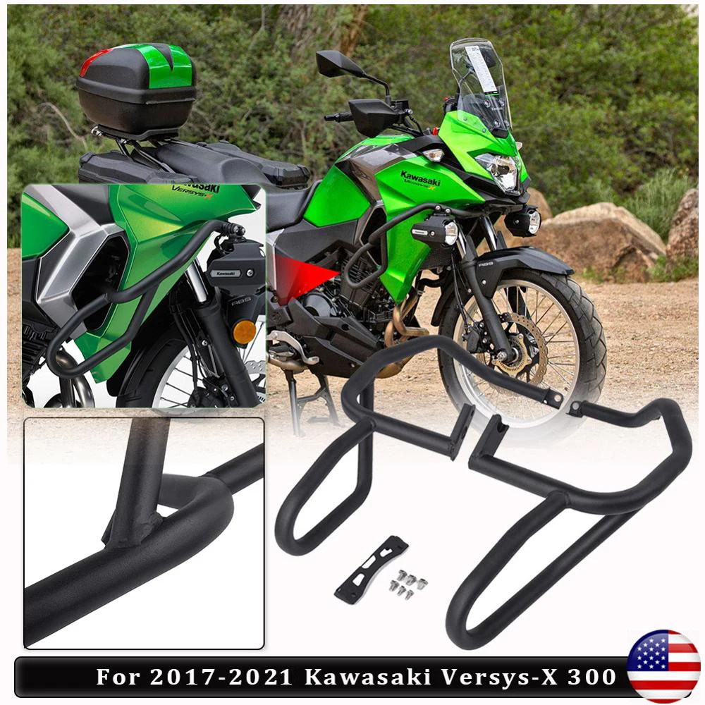 

Motorcycle Crash Bar Engine Guard Bumper Frame Falling Protector For Kawasaki Versys-X Versys X 300 Versys300 2017-2023 Black
