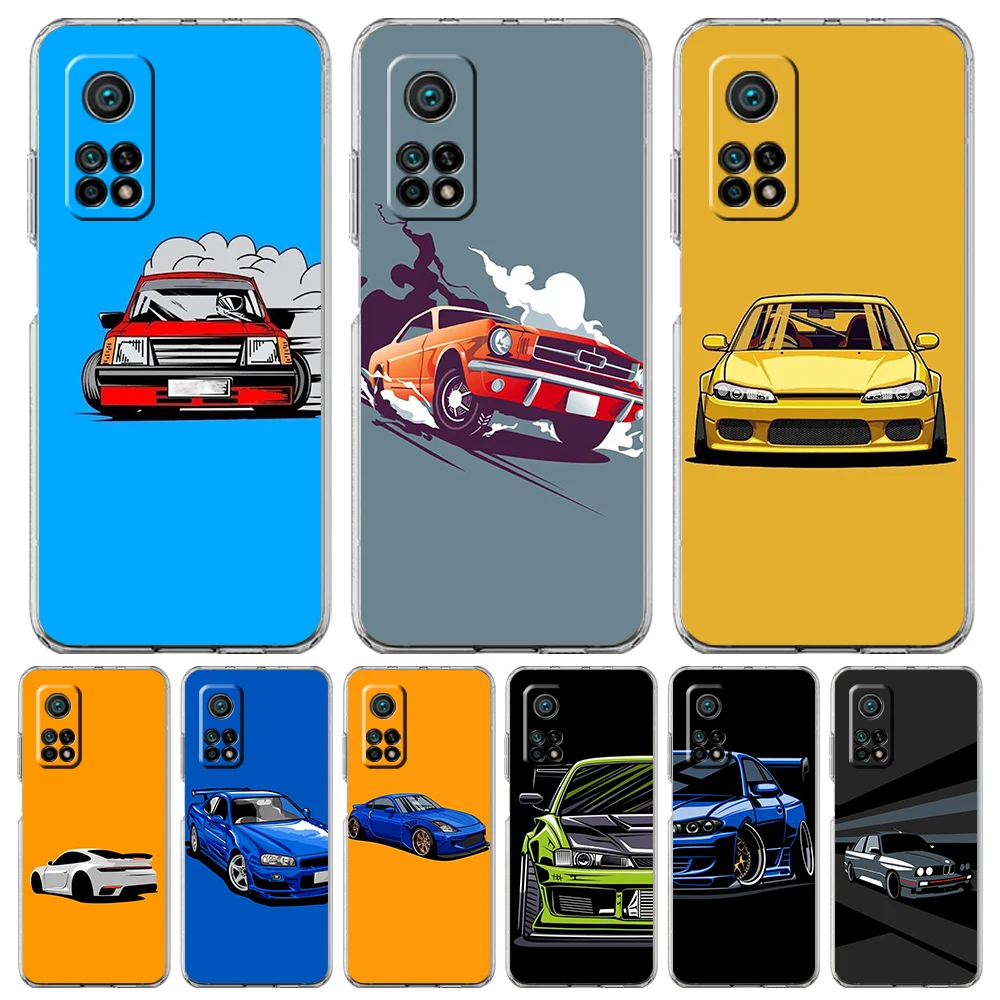 

Japan Sports Car Transparent Phone Case For Xiaomi Mi Poco X3 X4 NFC F3 M3 M4 12 11 Ultra 11T 11X Pro Lite 5G Soft Shell Capas