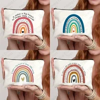 Rainbow Print Makeup Bag It Takes A Big Heart To Shape Little Minds Perfect Stationery Supplies Bag and Graduate Teachers Gift 1