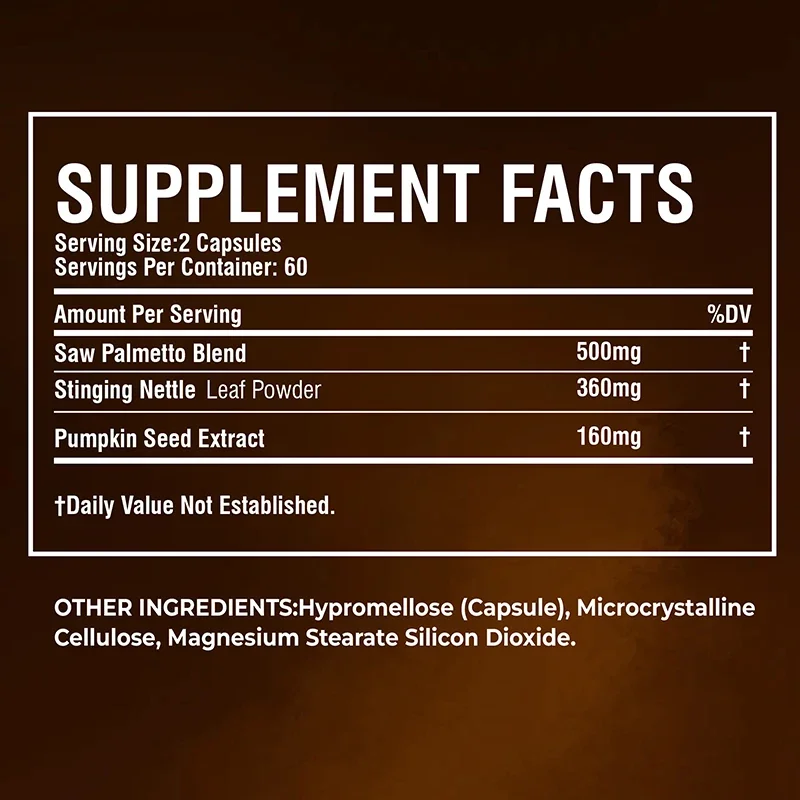 Saw Palmetto Supplement Men's Prostate Health Hair Growth Urinary Tract Health Relieve Frequent Urination