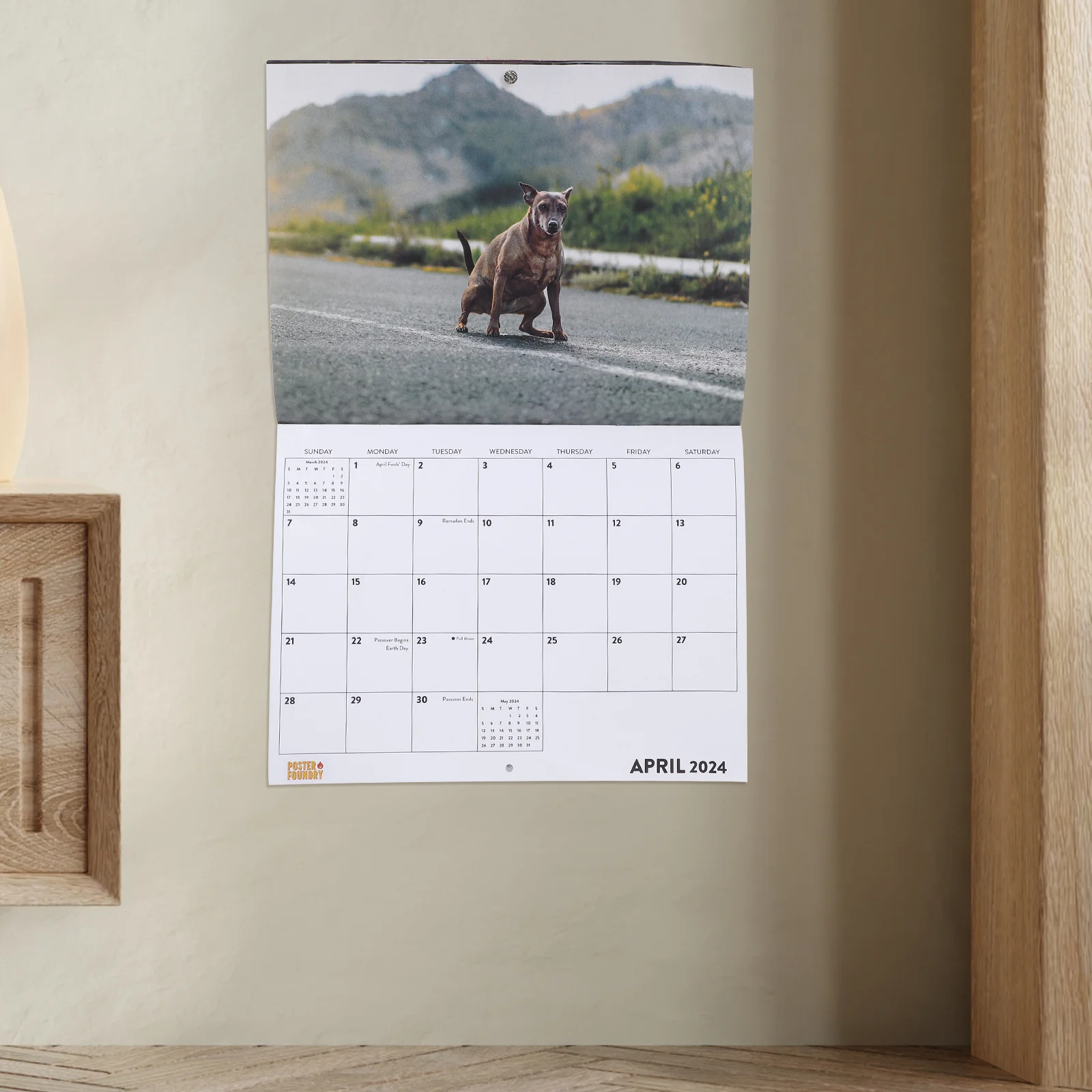 Monthly Wall Calendar Holiday Planning Calendar Office Animal Pattern Calendar 2024 Calendar