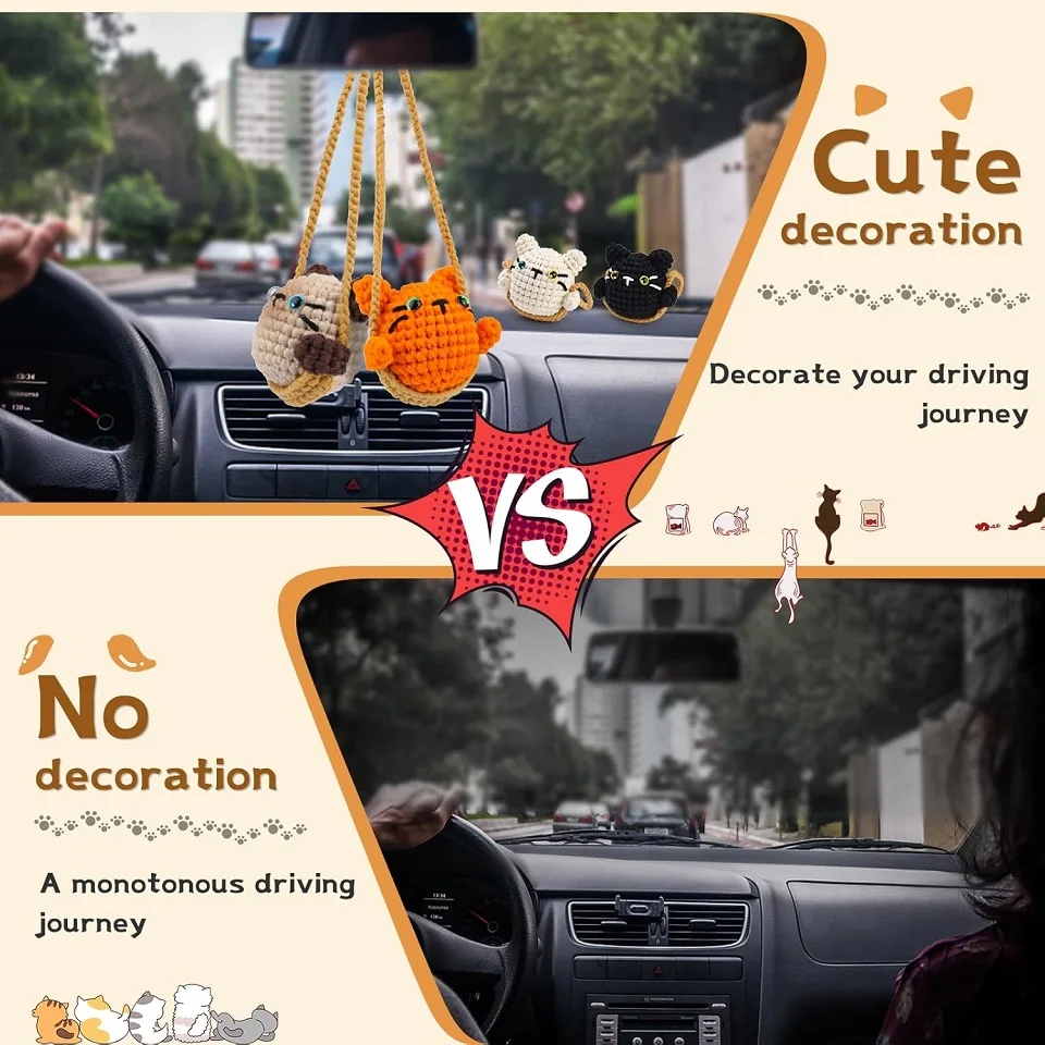 KRABALL Cute Cat Crochet Knitting Kit With Cotton Yarn Thread And Instruction For Beginners DIY Handmade Craft Accessories Set