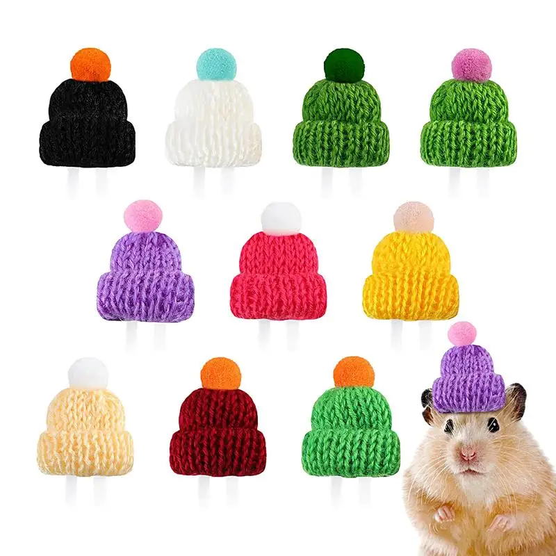 

Mini Hamster Hat Hamster Clothes 10pcs Soft Cozy Lightweight Knitted With Adjustable Strap Tiny Hat For Hamster For Snakes