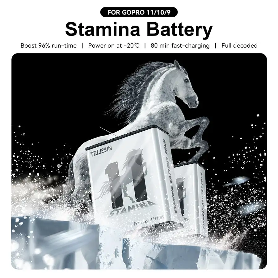 Batterie Endurance TELESIN -20°C 1720mAh pour GoPro Hero 9/10/11