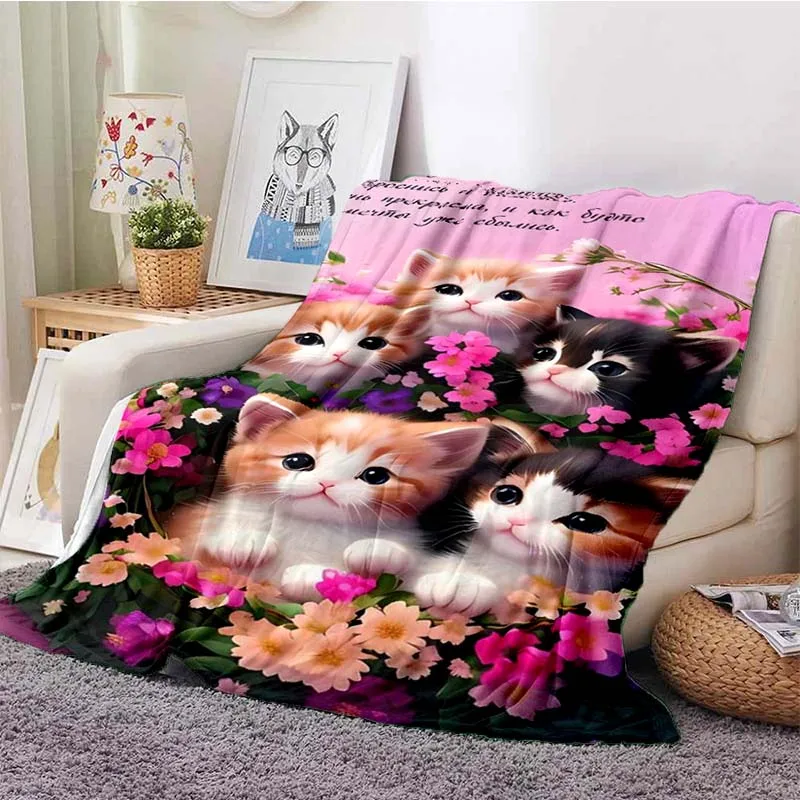 

Here Comes The Cat! Blankets Printed Soft Warm Flannel Throw Blankets Gift Comfortable Blanket Gift Travel Picnic Blankets