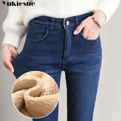 Winter Jeans Female High Waist Denim Skinny Warm Thick Jeans for women Mujer clothes Velvet Pants Stretch Pantalon Femme