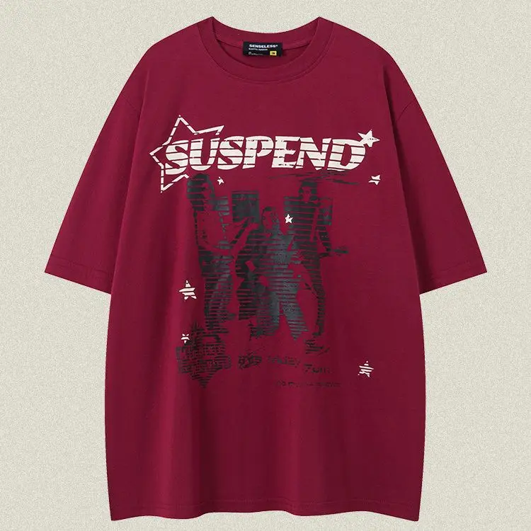 

Trendy Korean style simple short sleeved T shirt men summer y2k loose personality hip hop round neck sports half sleeved top