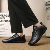 Oiaano Unisex Wide Toe Man Leather Black Shoes Woman Barefoot Leisure Sneaker Platform Zero Drop Light Breathable Working - Image 4