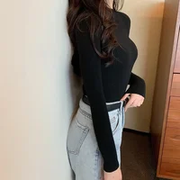 Pull à col mi-haut pour femme, pull slim, manches longues, chemises décontractées, vêtements doux et chauds, automne et hiver, Y-2025 4