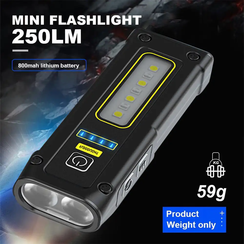 LED Flashlight NEW Design Super Bright LED Source Work Lamp Magnet Alarm SOS Key Chain Power Bank Waterproof Emergency Flashlight