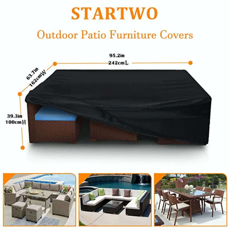1 Piece Garden Furniture Cover Waterproof And Windproof Uv 210D Oxford Cloth Protective Cover For Garden Table 2