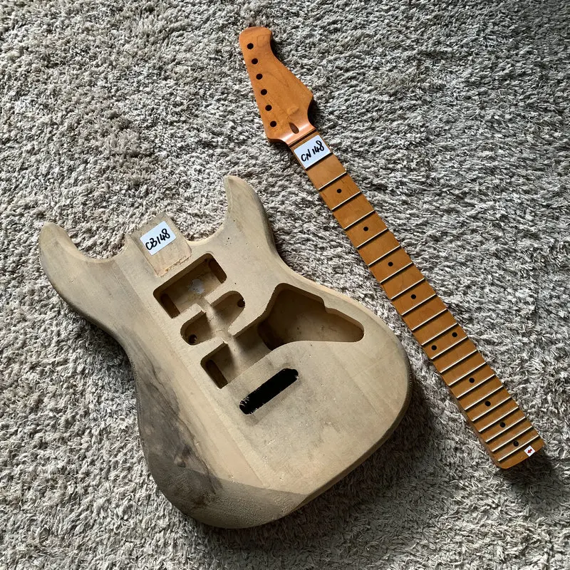 

ST Guitar Kits Unfinished Body with Neck one Set for DIY Roasted Maple Neck Strato Model Solid Wood Body one Kits CN148+CB148