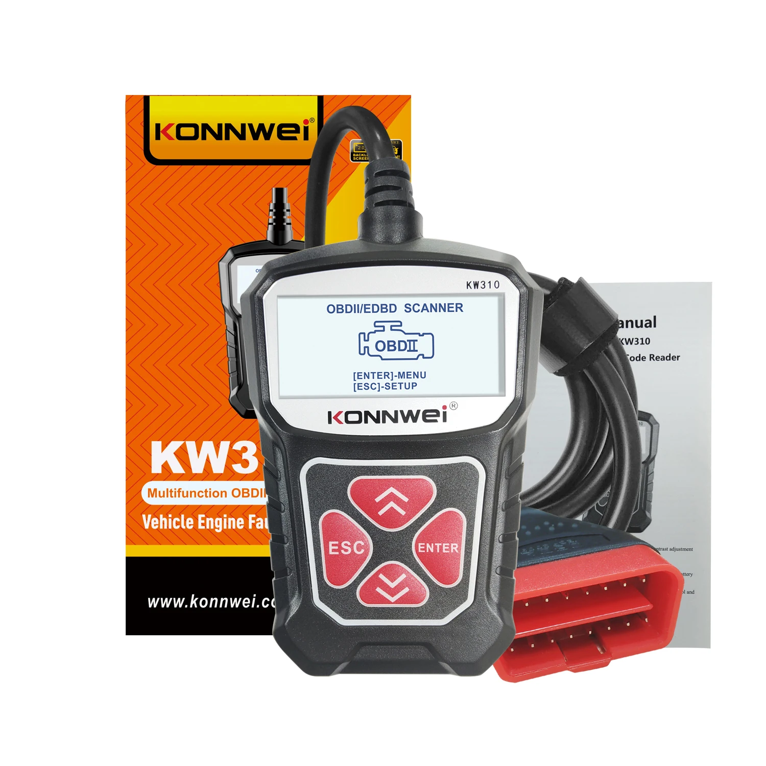 KONNWEI KW310 OBD2 Car Diagnostic Scan Tool Automotive ODB2 OBD 2 Scanner Code Reader with Russian Auto Tools PK ELM 327 V1 5 6