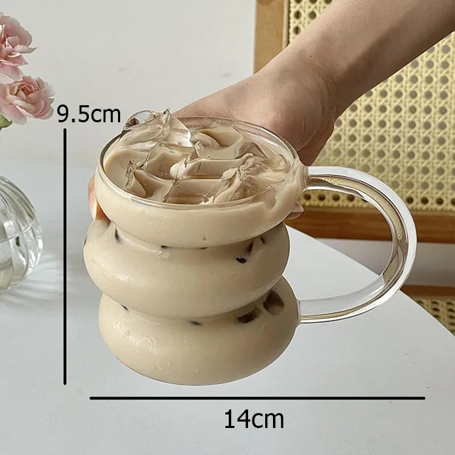 Wave Shape Borosilicate Layered Glass Cup Drinking Glass For Dessert Dinner Fruit Juice Hot Chocolate Milk 450Ml 9 Wave Shape Borosilicate Layered Glass Cup Drinking Glass For Dessert Dinner Fruit Juice Hot Chocolate Milk 450Ml