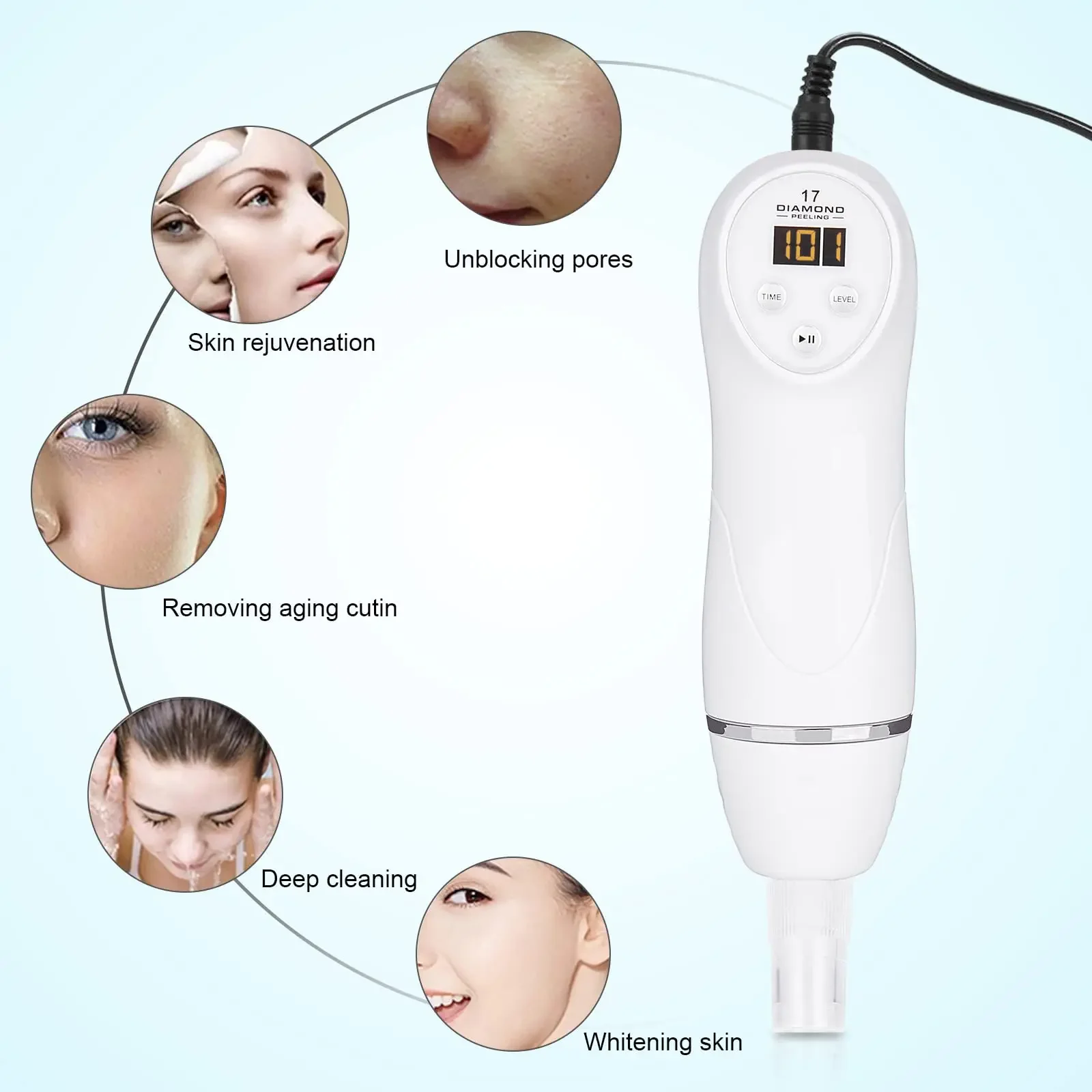 Diamond Microdermabrasion Machine Blackhead Remover Vacuum Facial Pore Cleaner Electric USB with 8 Probes Skincare Tool Home Use 2