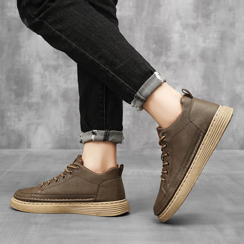 Baskets décontractées en cuir pour homme chaussures confort_voghion.com