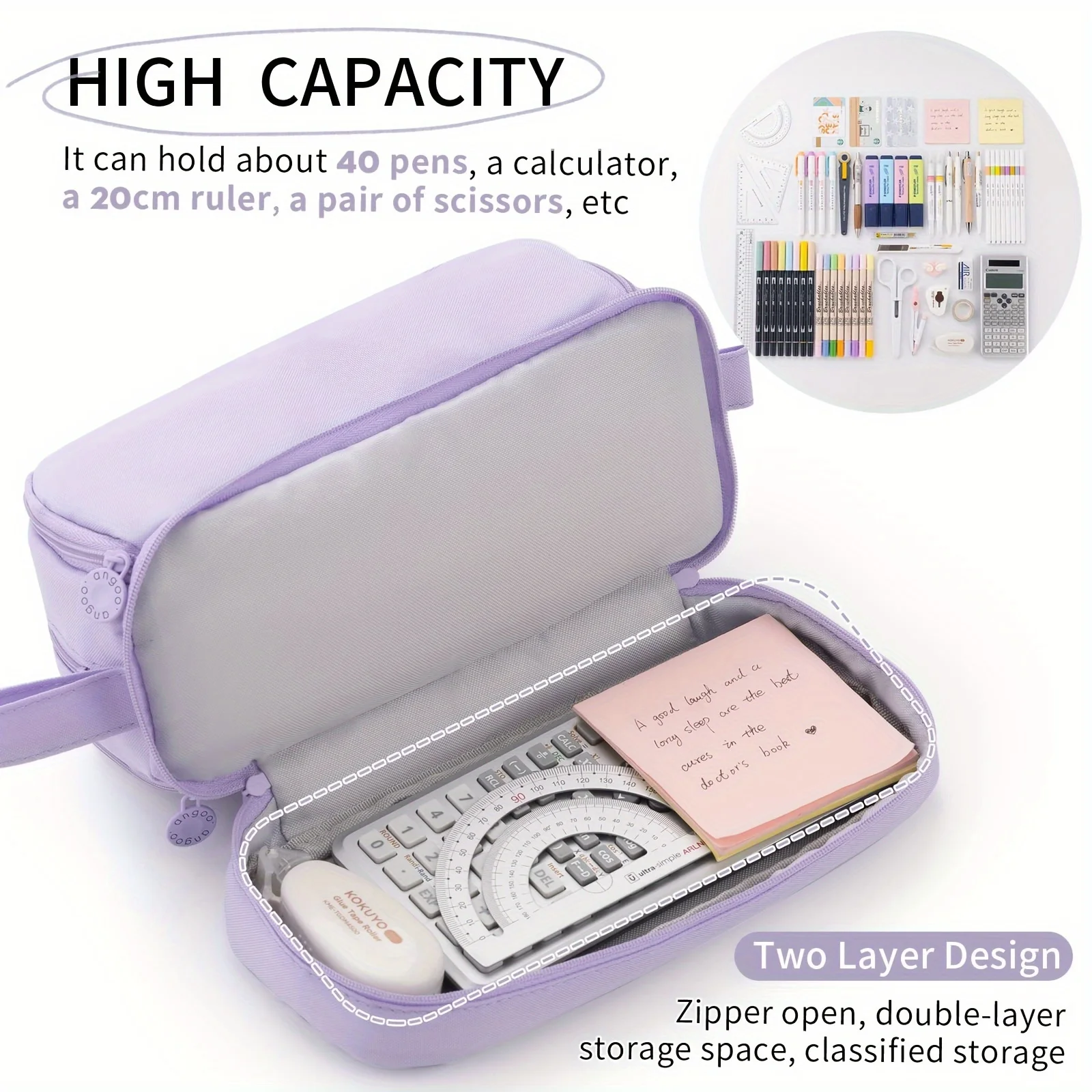 Pencil case Large capacity stationery case durable oxford cloth pencil case portable organizer for school office and university supplies