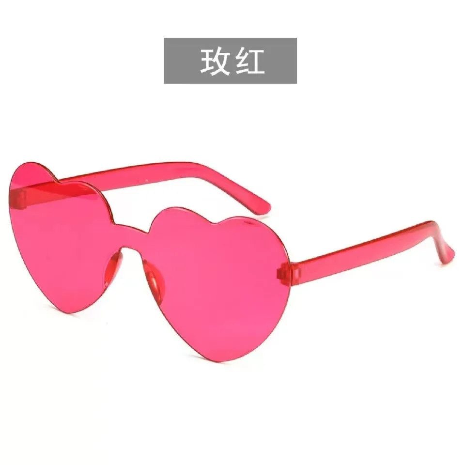 round sunglasses Peach Heart Sunglasses Love Sunglasses Jelly Color Frameless Heart-shaped One-piece Glasses Dazzling Color Glasses ladies sunglasses Sunglasses