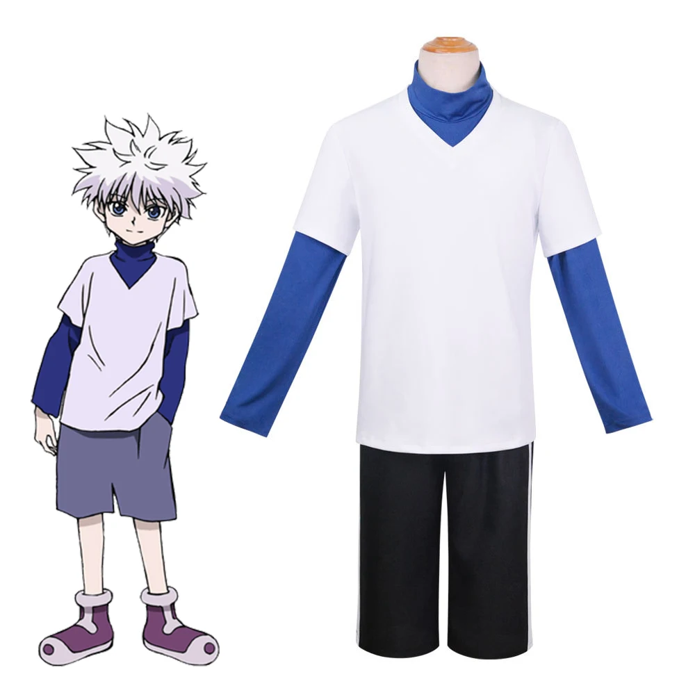 

Killua Zoldyck Cosplay Hunter Costume for Men Simple Casual T-shirt Shorts Sports Suit Xmas Halloween Party Comic Con Streetwear