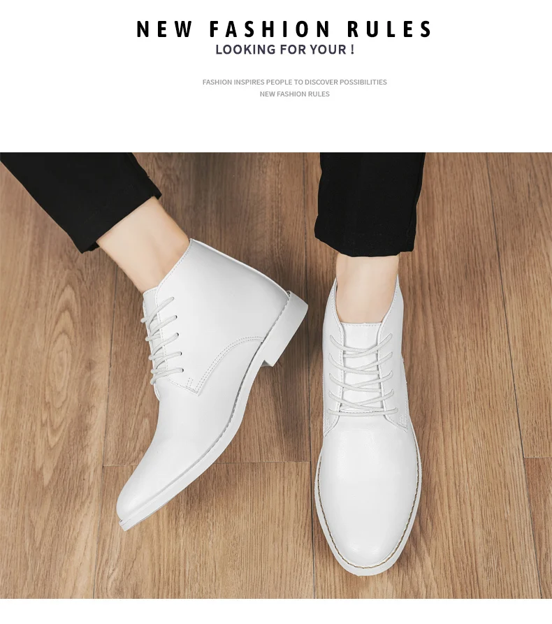 2023 New High-top Men's Casual Leather Shoes Classic White Business Men's Derby Shoes Fashion Pointed toe Dress Shoes Men Oxford