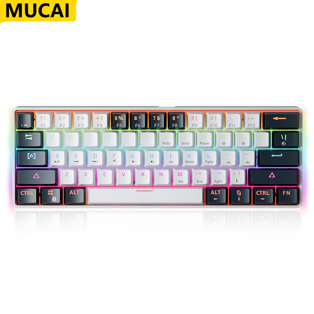 Игровая механическая клавиатура MUCAI MK61, проводная с красным переключателем, АБС-пластик, 61, колпачки для клавиш