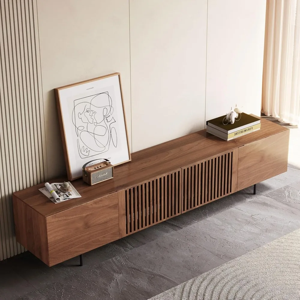 Mid Century Modern TV Stand for 80+ Inch TVs,Walnut Console with Ample Storage – Stylish Entertainment Center for LivingRoom 5