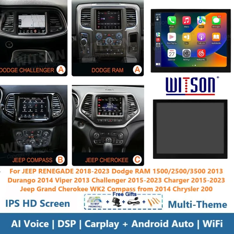 Android 13 Autoradio Per Jeep Renegade Dodge Ram 1500 Viper Durango Challenger Grand Cherokee Wk2 Bussola Carplay Auto Stereo