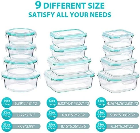 Bayco Glass Meal Prep Containers, Glass Food Storage