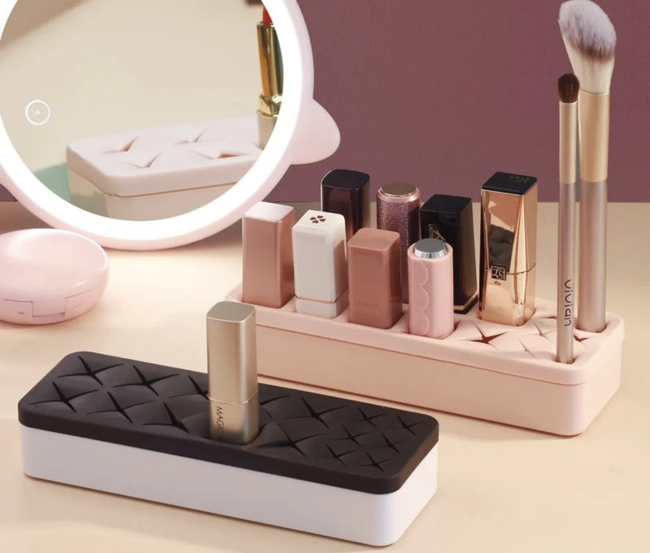 

16 Grids Silicone Lipstick Storage Rack Desktop Cosmetic Box Creative Multi-grids Eyebrow Pencil Lip Gloss Organizer and Holder